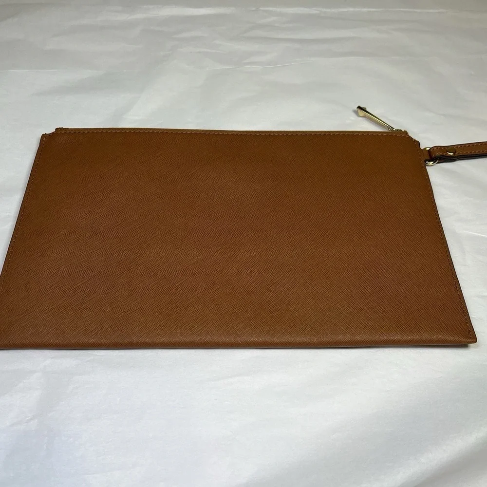 Michael Kors Jet Set Brown‎ XL Travel Clutch Wristlet Leather Handbag Studded - Picture 4 of 7